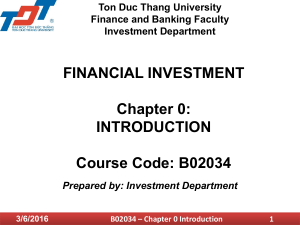 Financial Investment: Course Intro & Environment