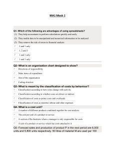 MA1 Mock 1: Management Accounting Practice Questions