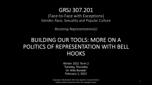 GRSJ 307: Gender, Race, Sexuality & Pop Culture - Bell Hooks