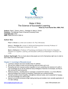 Make it Stick: Learning Science Notes by Frumi Rachel Barr