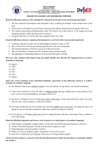 Academic English Worksheet: Language & Style