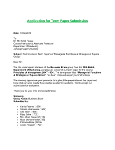 Square Group: Managerial Functions & Strategies Term Paper