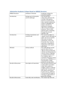 Academic Critique of Research Paper: IMRAD Analysis