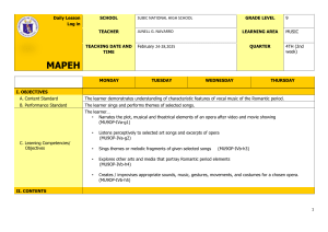 9th Grade Music: Romantic Opera Lesson Plan
