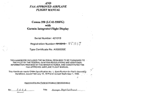 Cessna 350 (LC42-550FG) FAA Approved Airplane Flight Manual | Garmin