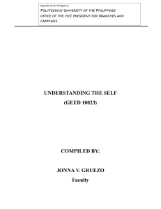 Understanding the Self: Course Material (GEED 10023)