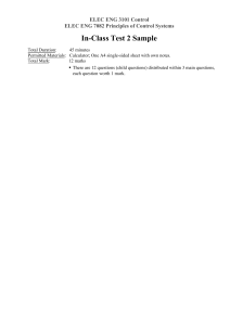 Control Systems Test Sample: ELEC ENG 3101/7082