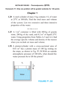 Thermodynamics Homework #1: Chapter 1 Problems