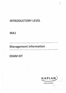 MA1 Management Information Exam Kit - Kaplan Publishing ACCA Study