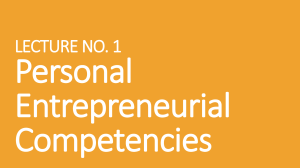 Personal Entrepreneurial Competencies & Business Ideas Lecture