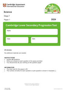 Stage 7 Science Exam Paper 2024