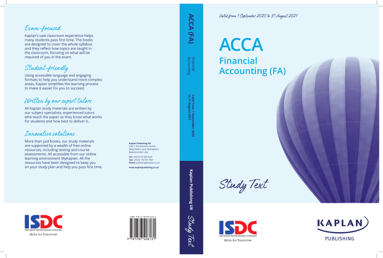 ACCA Financial Accounting (FA) Study Text 2020-2021 | Kaplan