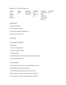 Grade 7 Music & Arts Daily Lesson Log | Week 1, Q2