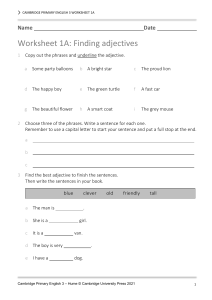Adjectives Worksheet: Cambridge Primary English 3