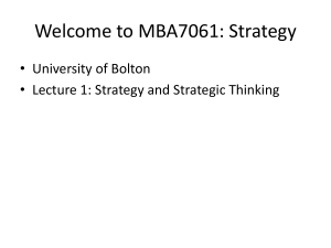 Strategy & Strategic Thinking: MBA Lecture at University of Bolton