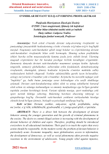 O'smirlarda Deviant Xulq-Atvorning Oldini Olish: Ilmiy Maqola