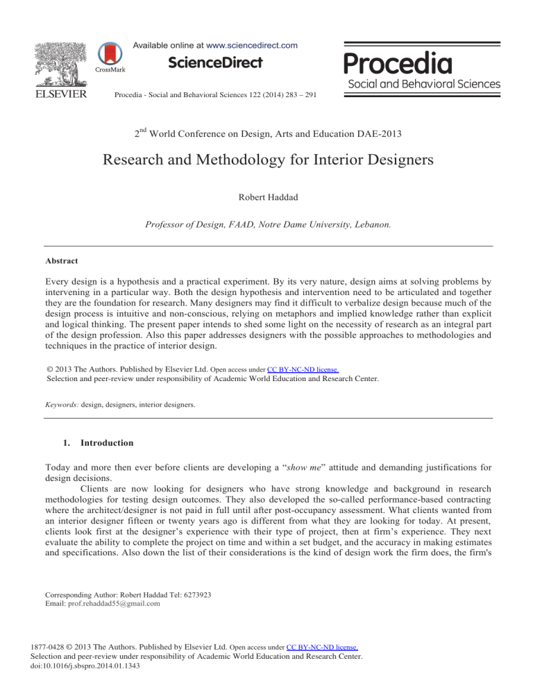 Interior Design Research & Methodology