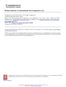 Foreign Judgments: Recognition & Enforcement in English Law