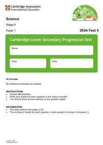 Stage 8 Science Test Paper 1 - 2024