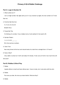 Primary 6 IQ & Riddle Challenge Worksheet