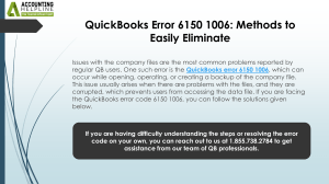 QuickBooks Error 6150 1006: Fix Company File Issues