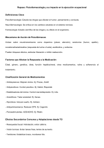 Repaso Psicofarmacolog&iacute;a y Desempe&ntilde;o Ocupacional