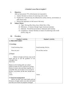 English 9 Lesson Plan: Driving Miss Daisy Analysis