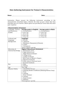 Trainee Characteristics Data Gathering Instrument | Learner Assessment