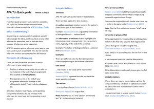 APA 7th Referencing Quick Guide: In-text Citations