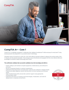 CompTIA A+ Core 1 Exam Objectives Comparison (1101 vs. 1201)