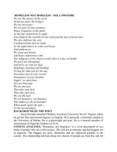 Homeless Not Hopeless Poem Analysis: Sola Owonibi's Literary Study