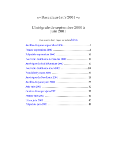 Examens Baccalaur&eacute;at S 2000-2001 : Probl&egrave;mes et solutions math&eacute;matiques
