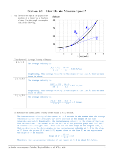 Calculus: Measuring Speed & Velocity from Position-Time Graphs