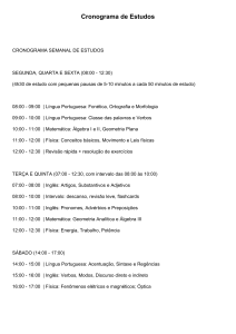 Cronograma de Estudos: Portugu&ecirc;s, Ingl&ecirc;s, Matem&aacute;tica, F&iacute;sica