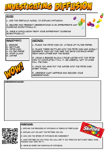 Diffusion Experiment: Skittles & Water Worksheet