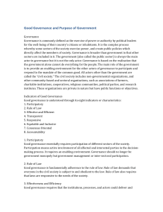 Good Governance & Purpose of Government Activity