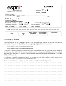 Examen Programmation Lin&eacute;aire - esprit Universit&eacute;