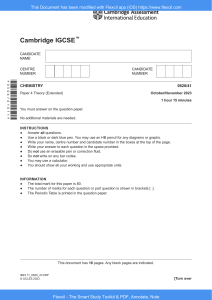 IGCSE Chemistry Exam Paper 0620/41 Oct/Nov 2023