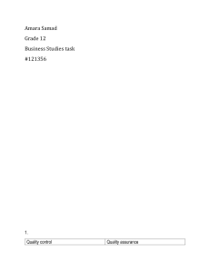 Business Studies Task: Quality, Leadership, Investment, Insurance