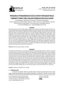 Pengaruh Susu Kapur pada Turbidity Nira Tebu