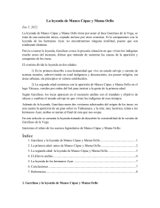 Leyenda de Manco Cápac y Mama Ocllo: Versión de Garcilaso de la Vega