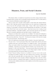 Disasters, Trust, and Social Cohesion: A Sociological Analysis