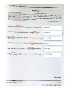 Spelling & Comprehension Worksheet
