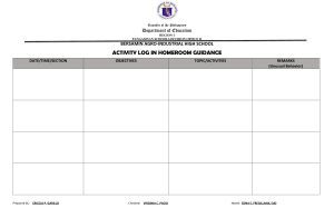 Homeroom Guidance Activity Log - High School