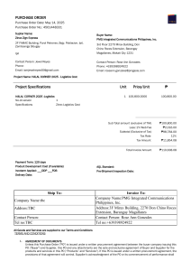 HALAL CORNER 2025 Logistics Purchase Order