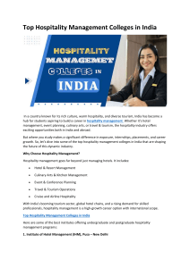 Top Hospitality Management Colleges in India