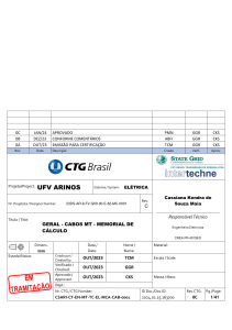 Relat&oacute;rio de C&aacute;lculo de Cabos MT UFV Arinos