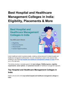 Hospital & Healthcare Management Colleges in India