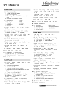 New Headway Pre-Intermediate Unit Tests Answer Key