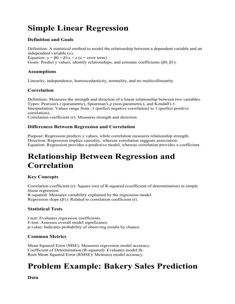 Simple Linear Regression: Definition, Correlation, & Prediction